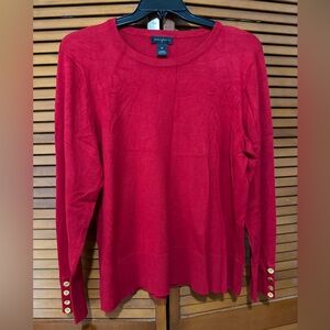 Investments Women’s classic Red Sweater with Gold Button Details